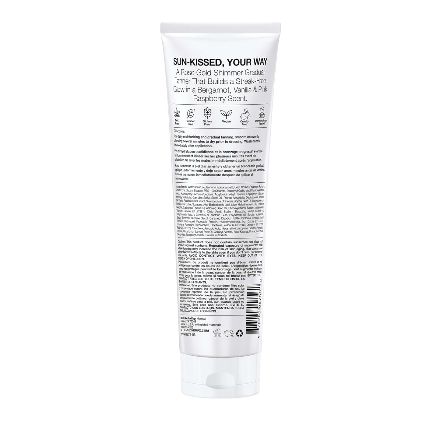 Hempz Glow Getter Gradual Self-Tanning Lotion " Medium to Dark, 7.5 oz | Natural Golden Tan, Summer Glow..