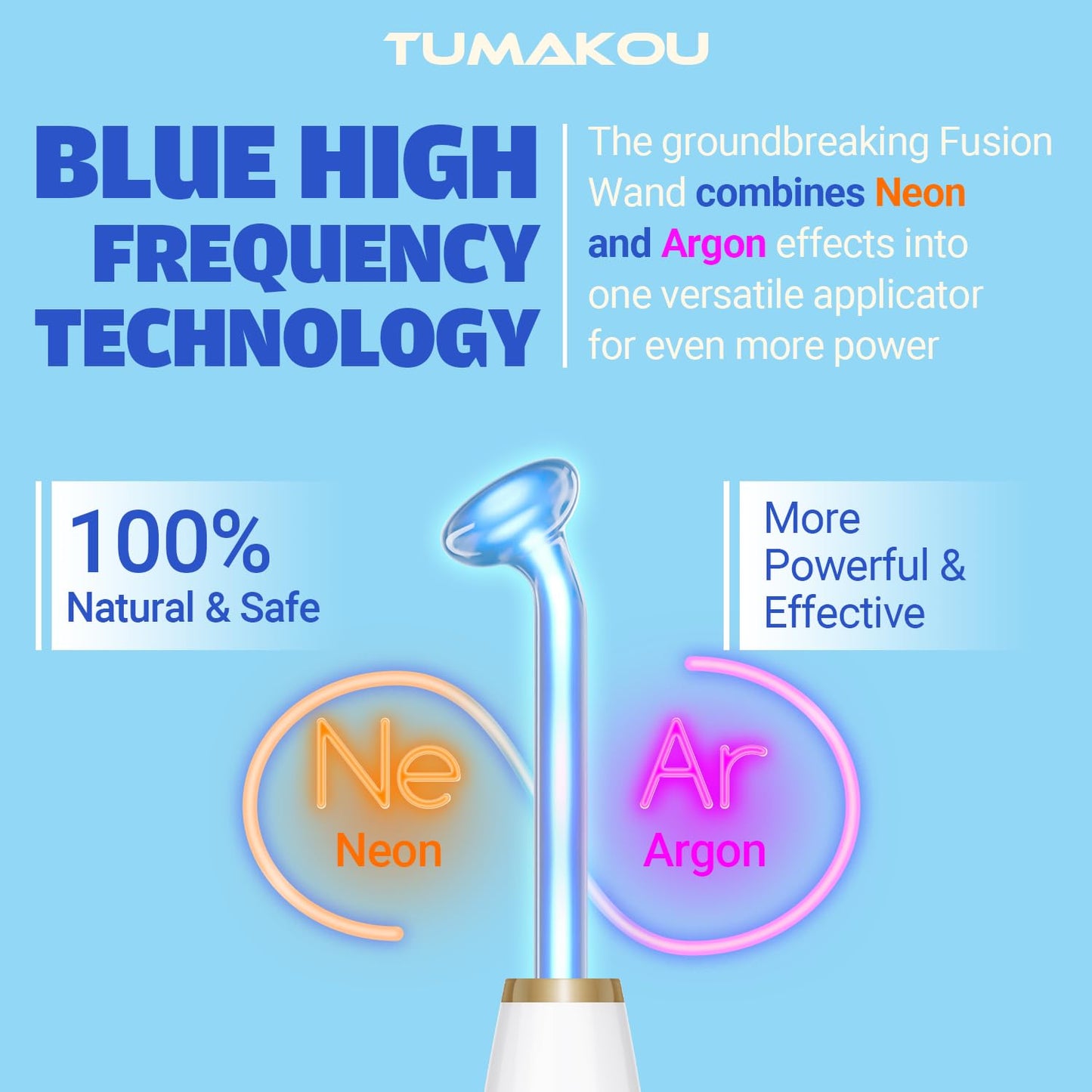 High Frequency Facial Device - TUMAKOU Blue High Frequency Facial Wand..