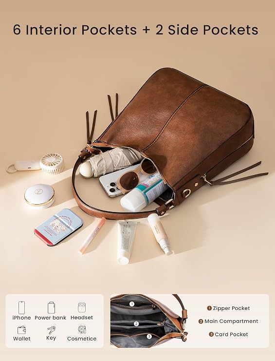 Hobo Crossbody Bag for Women, Designer Shoulder Purse Handbags