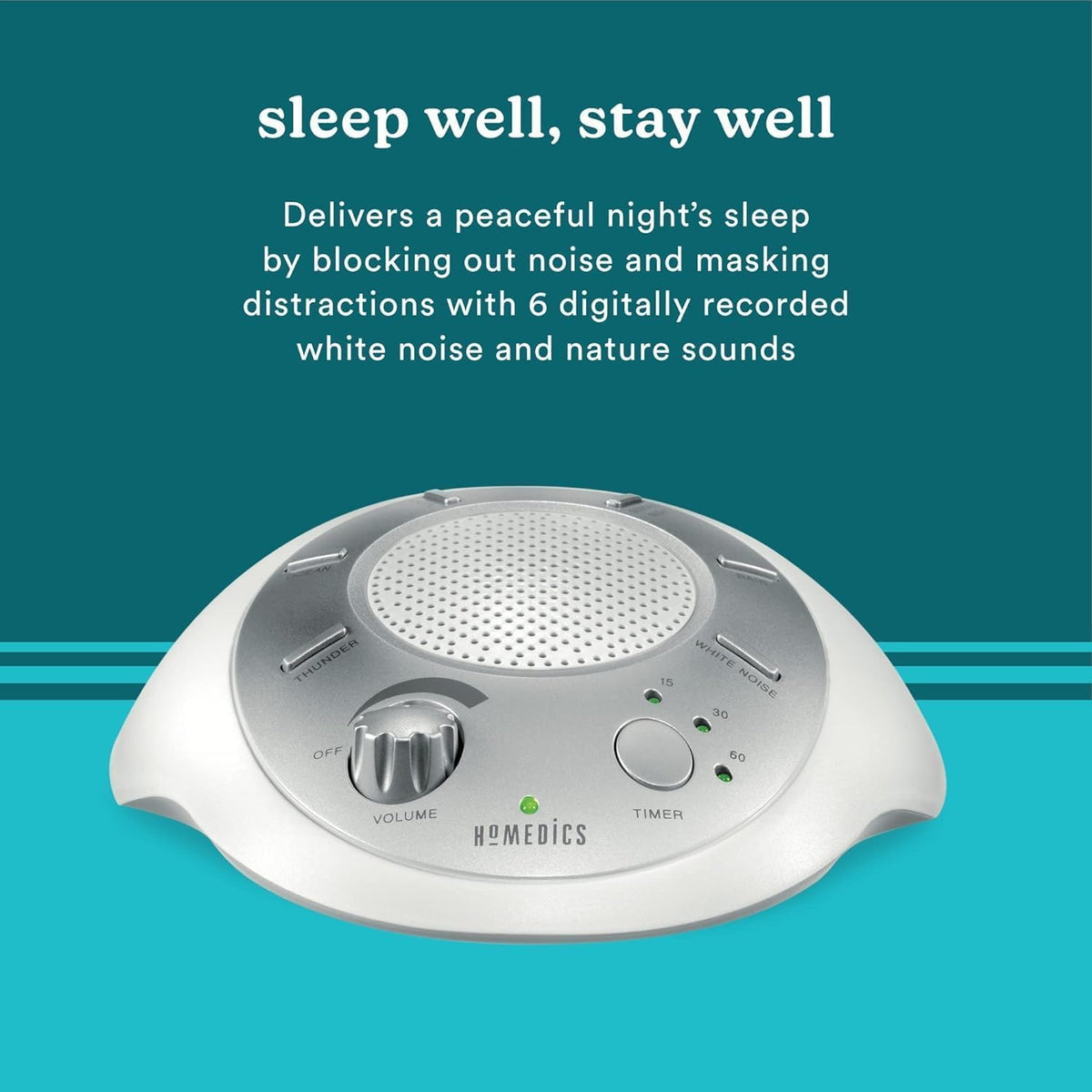 Homedics SoundSleep White Noise Sound Machine, Silver