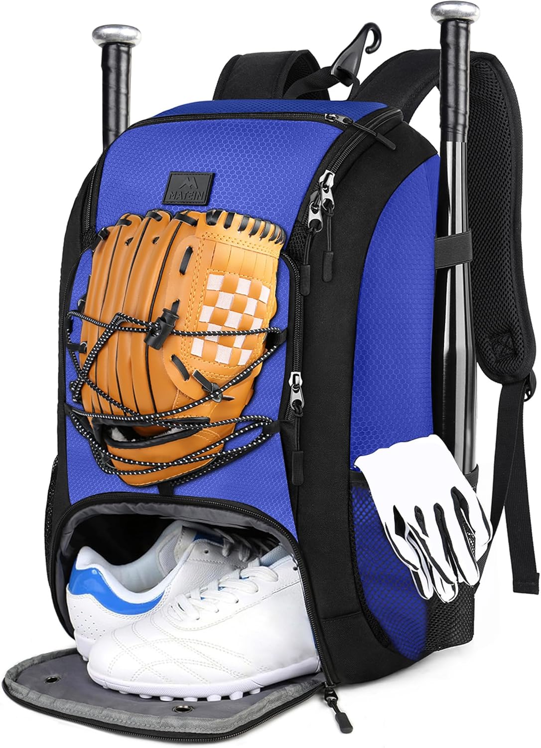 MATEIN Baseball Backpack, Softball Bat Bag with Shoes Compartment for Youth (Blue)