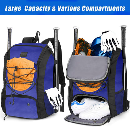 MATEIN Baseball Backpack, Softball Bat Bag with Shoes Compartment for Youth (Blue)
