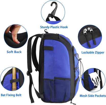MATEIN Baseball Backpack, Softball Bat Bag with Shoes Compartment for Youth (Blue)