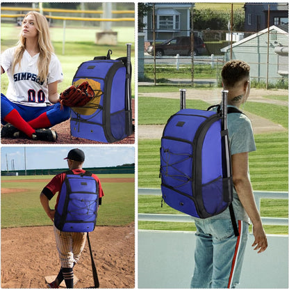 MATEIN Baseball Backpack, Softball Bat Bag with Shoes Compartment for Youth (Blue)