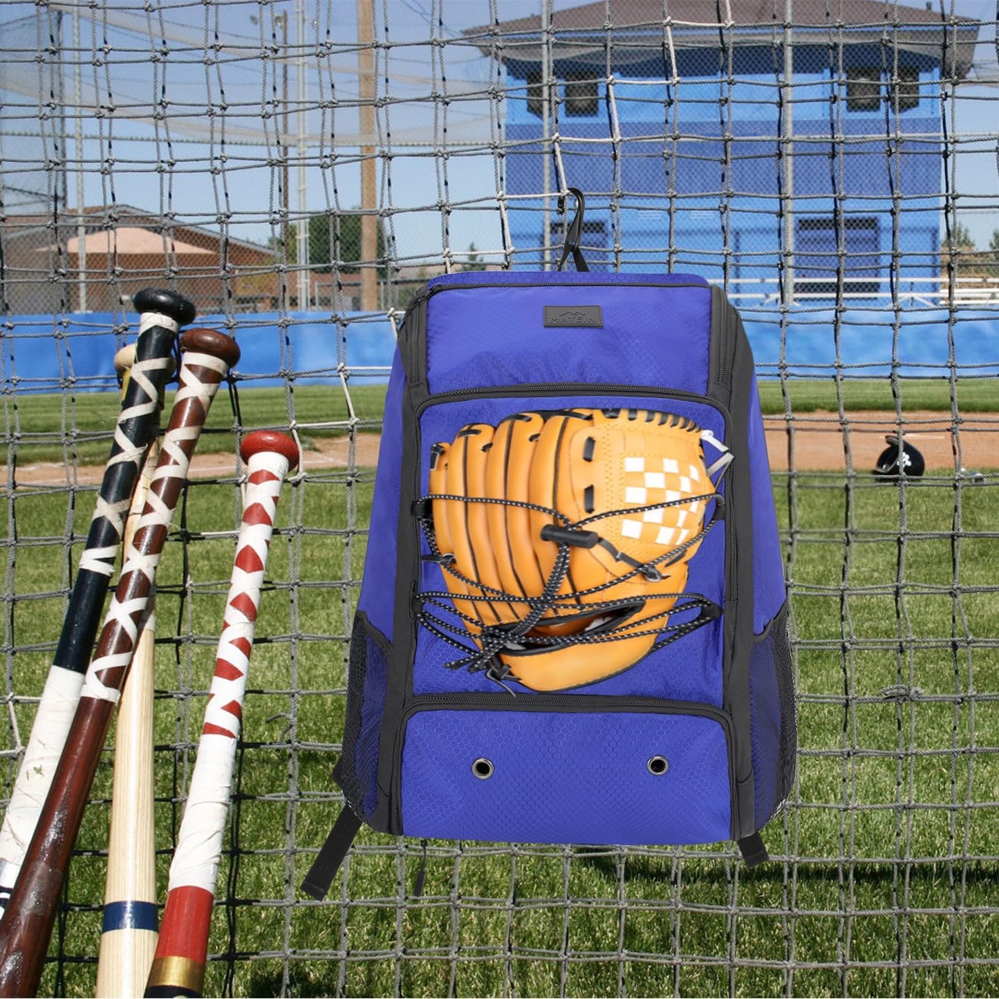 MATEIN Baseball Backpack, Softball Bat Bag with Shoes Compartment for Youth (Blue)