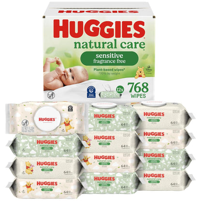 Huggies Natural Care Sensitive Baby Wipes, Unscented, Hypoallergenic, 99% Purified Water..