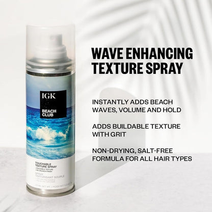 IGK Beach Club Volumizing Texture Spray, Beach Waves + Instant Volume, 5 Oz | Tousled Beachy Texture..