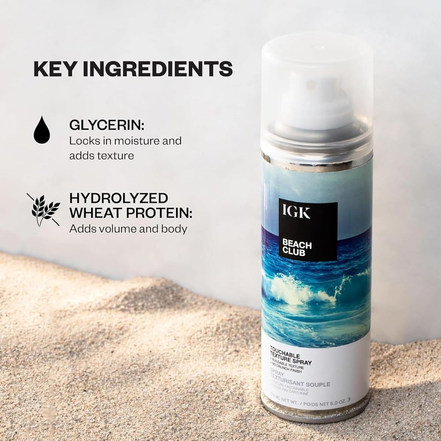 IGK Beach Club Volumizing Texture Spray, Beach Waves + Instant Volume, 5 Oz | Tousled Beachy Texture..