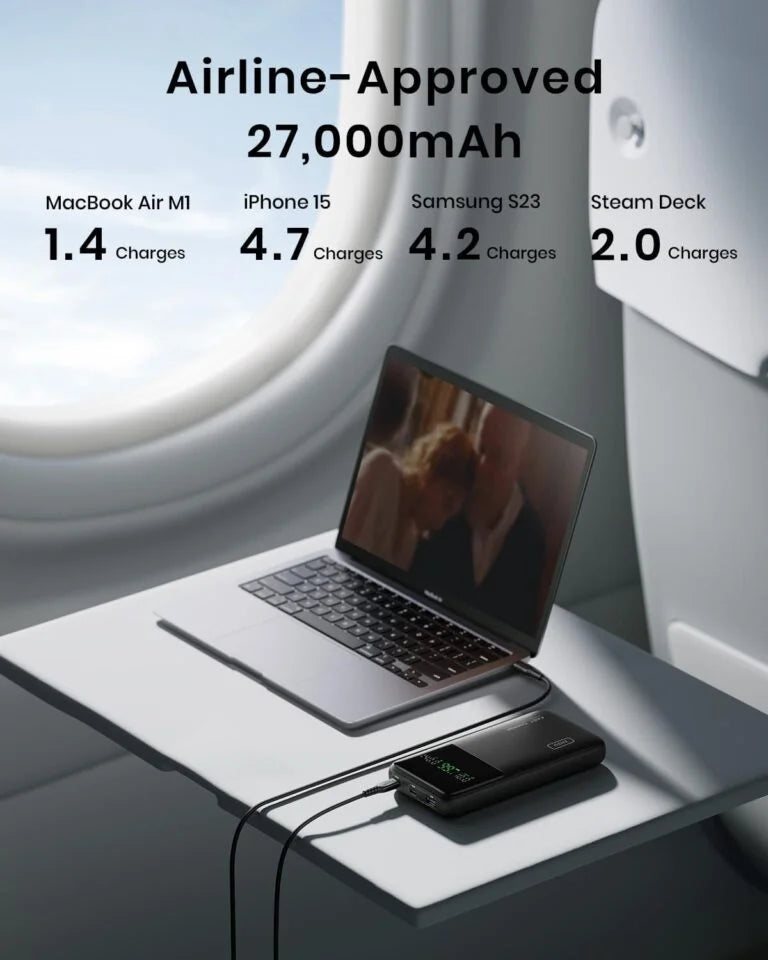 INIU 140W Laptop Power Bank, Flight-Safe 27000mAh High Capacity Portable Charger