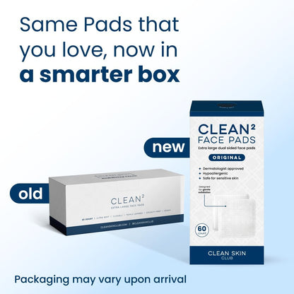 Clean Skin Club Clean² Pads 2.0 [NEW &amp; Improved Edges] Guaranteed Not to Shed &amp; Tear, Unique Triple Layers, Textured Side &amp; Ultra Soft Side..