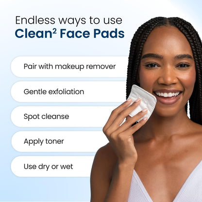 Clean Skin Club Clean² Pads 2.0 [NEW &amp; Improved Edges] Guaranteed Not to Shed &amp; Tear, Unique Triple Layers, Textured Side &amp; Ultra Soft Side..