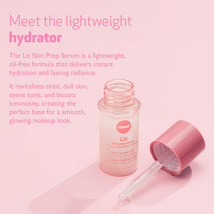 Indeed Labs Lit Skin Prep Serum for Makeup | Face Serum with Taurine for Radiance, Hydrating Hyaluronic Acid, &amp; Pore-Minimizing Niacinamide ..