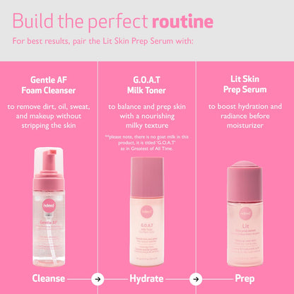 Indeed Labs Lit Skin Prep Serum for Makeup | Face Serum with Taurine for Radiance, Hydrating Hyaluronic Acid, &amp; Pore-Minimizing Niacinamide ..