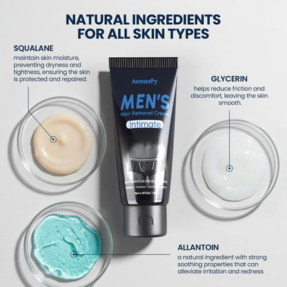 Intimate Hair Removal Cream for Men: Effective Painless Flawless Depilatory Cream for arms legs chest and Pubic Area..