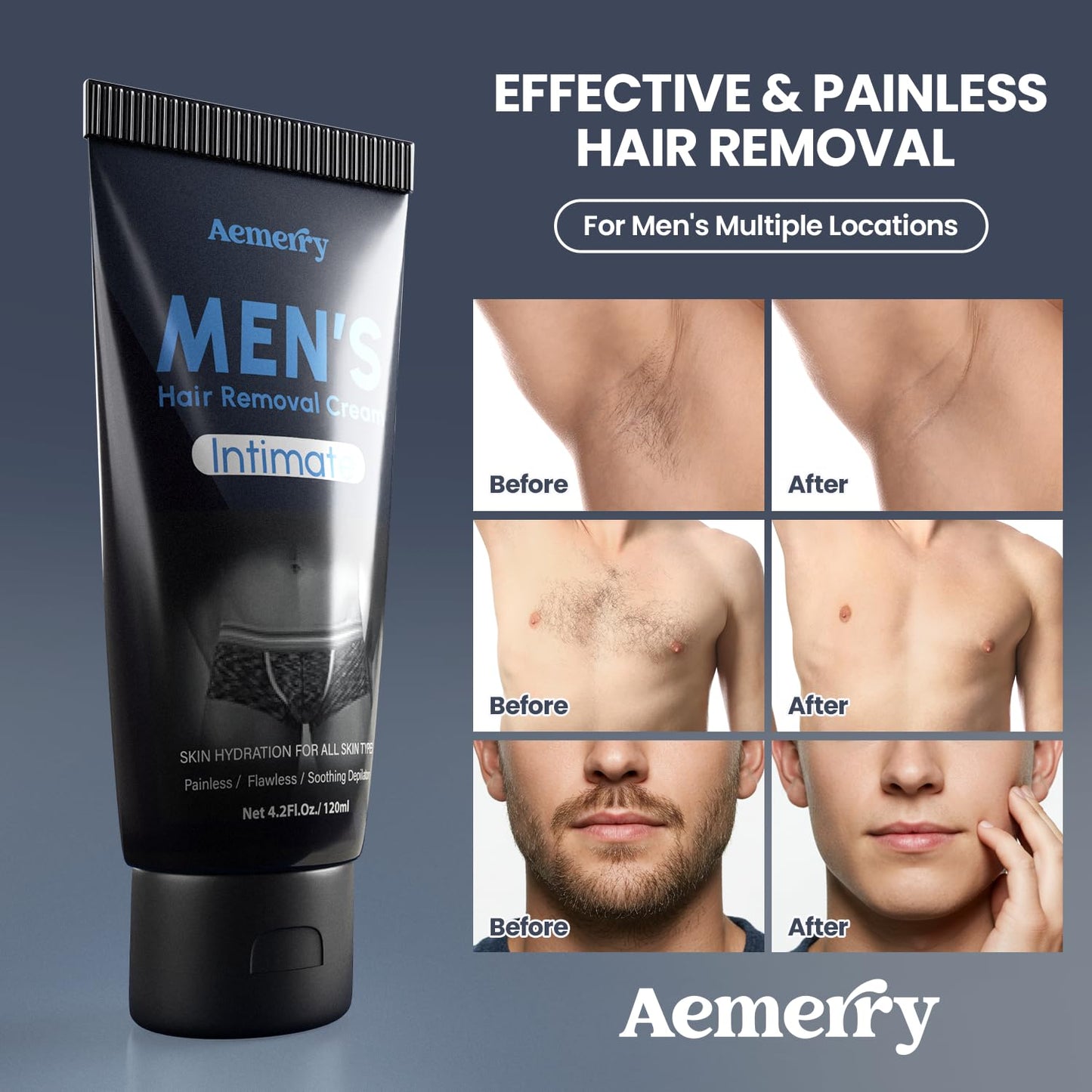 Intimate Hair Removal Cream for Men: Effective Painless Flawless Depilatory Cream for arms legs chest and Pubic Area..