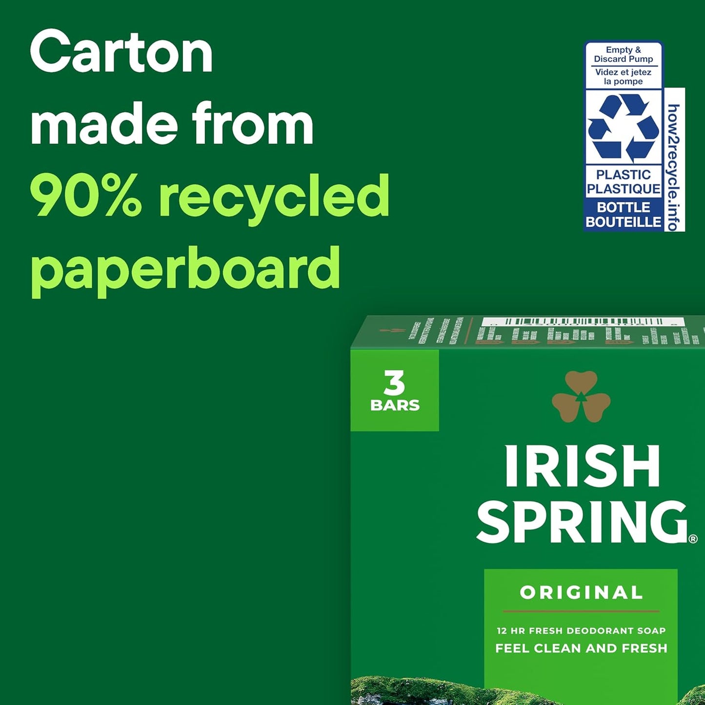 Irish Spring Bar Soap for Men, Original Clean, Smell Fresh and Clean for 12 Hours, Men Soap Bars for Washing Hands and Body..