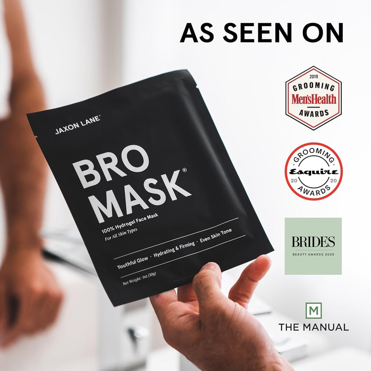 Bro Mask Korean Face Mask for Men, Hydrogel Masks, 1 x 4 Pack