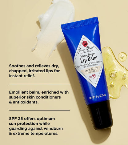 Jack Black Intense Therapy Lip Balm, 0.25-Oz. – SPF 25 Sun Protection, Flavor - Shea Butter & Vitamin E