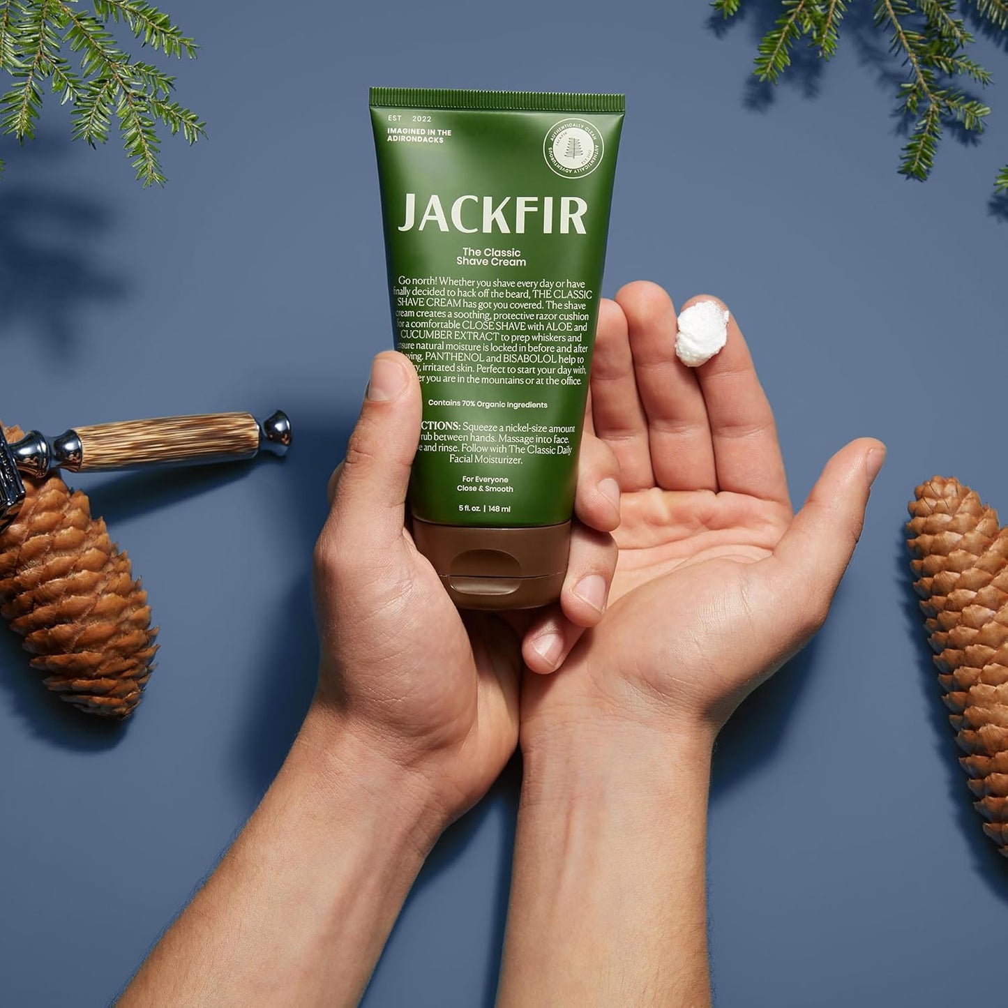 Jackfir The Classic Shave Cream - Natural Shaving Cream for Men Sensitive Skin, Face, EWG Verified, 70%+ Organic Ingredients..