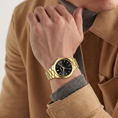 BUREI Men Watches Fashion Analog Stainless Steel Quartz Waterproof Watches