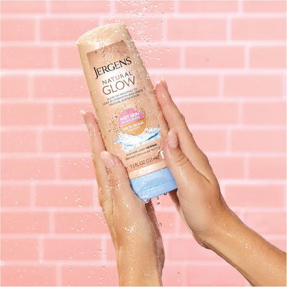 Jergens Natural Glow In Shower Lotion, Self Tanner for Fair to Medium Skin Tone, Sunless Tanning Wet Skin Lotion for Gradual, Flawless Color..