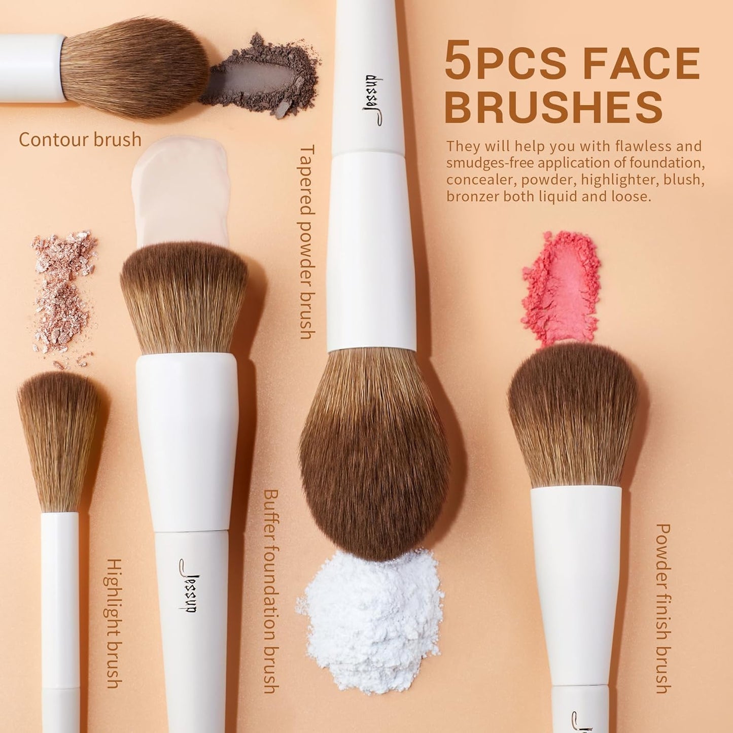 Jessup Makeup Brushes 14Pcs Makeup Brush Set Premium Synthetic Powder Foundation Contour Blush Concealer..
