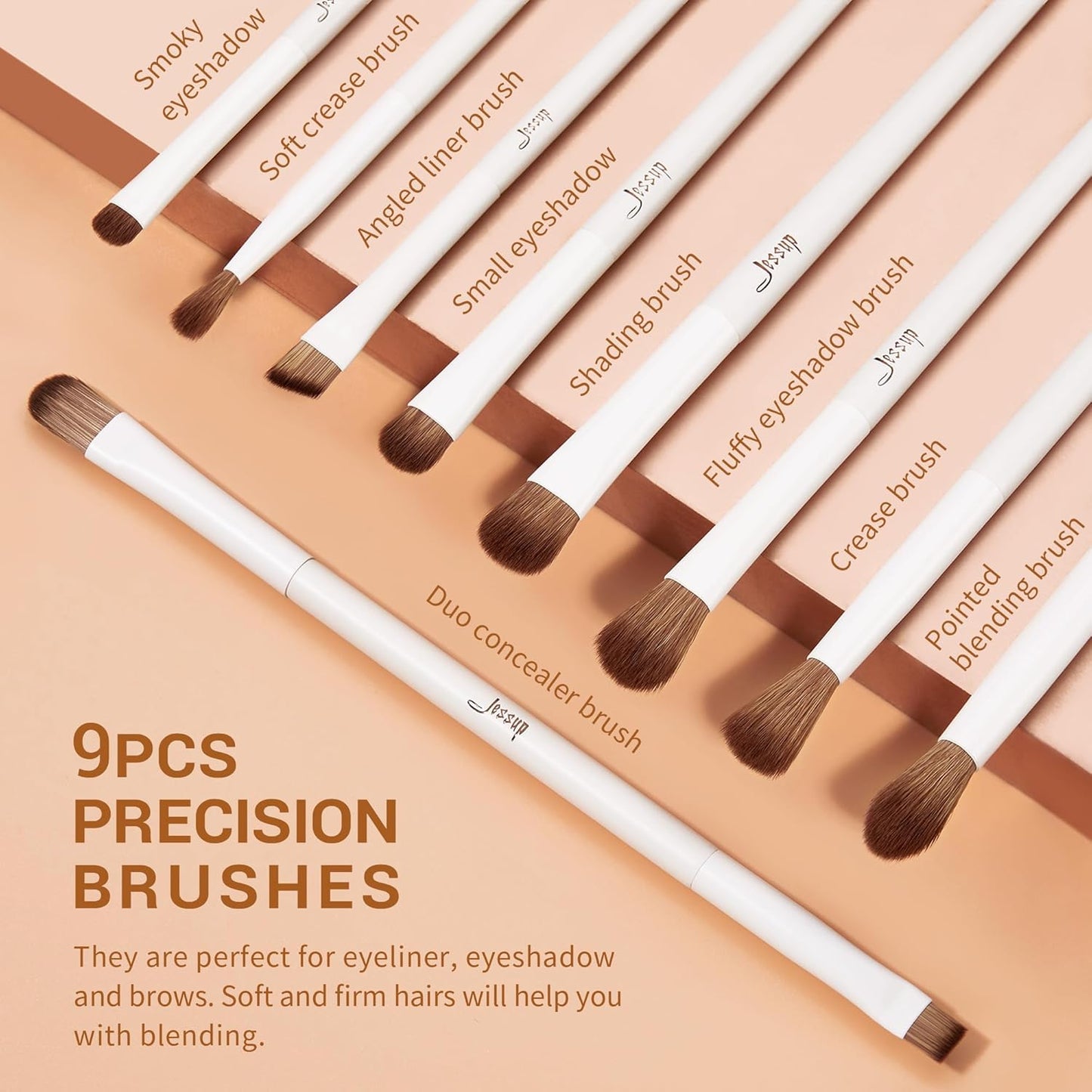 Jessup Makeup Brushes 14Pcs Makeup Brush Set Premium Synthetic Powder Foundation Contour Blush Concealer..