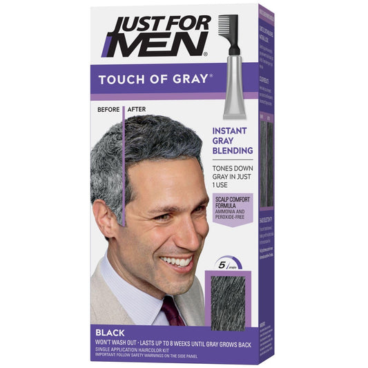 Just For Men Touch of Gray, Mens Hair Color Kit with Comb Applicator for Easy Application, Great for a Salt and Pepper Look..
