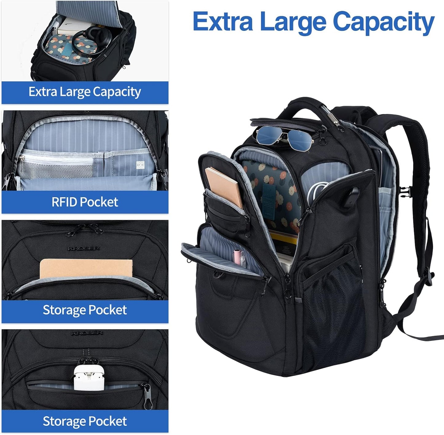 KROSER TSA Friendly Travel Laptop Backpack 18.4 inch XXXL Gaming Backpack Water..