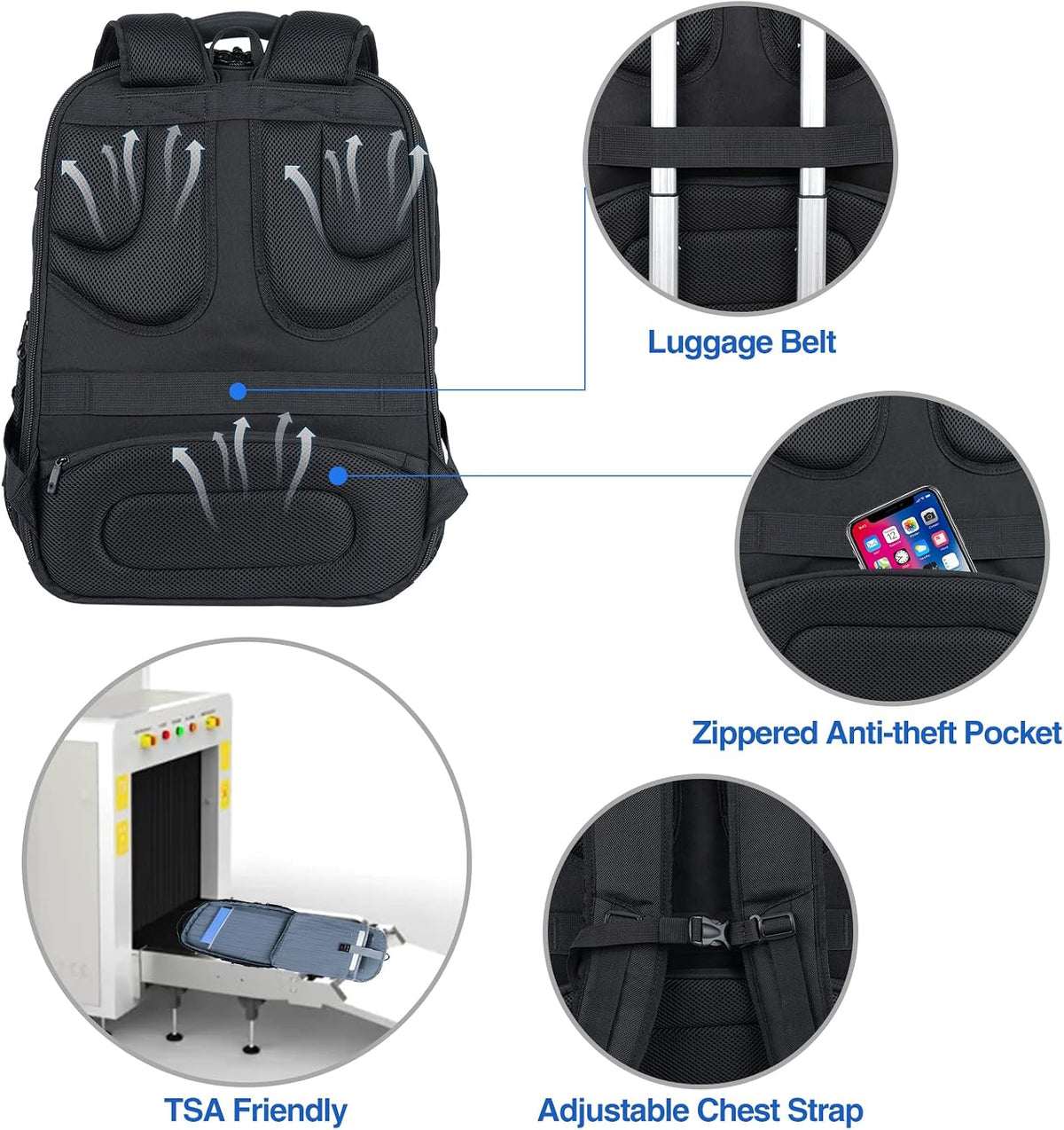 KROSER TSA Friendly Travel Laptop Backpack 18.4 inch XXXL Gaming Backpack Water..