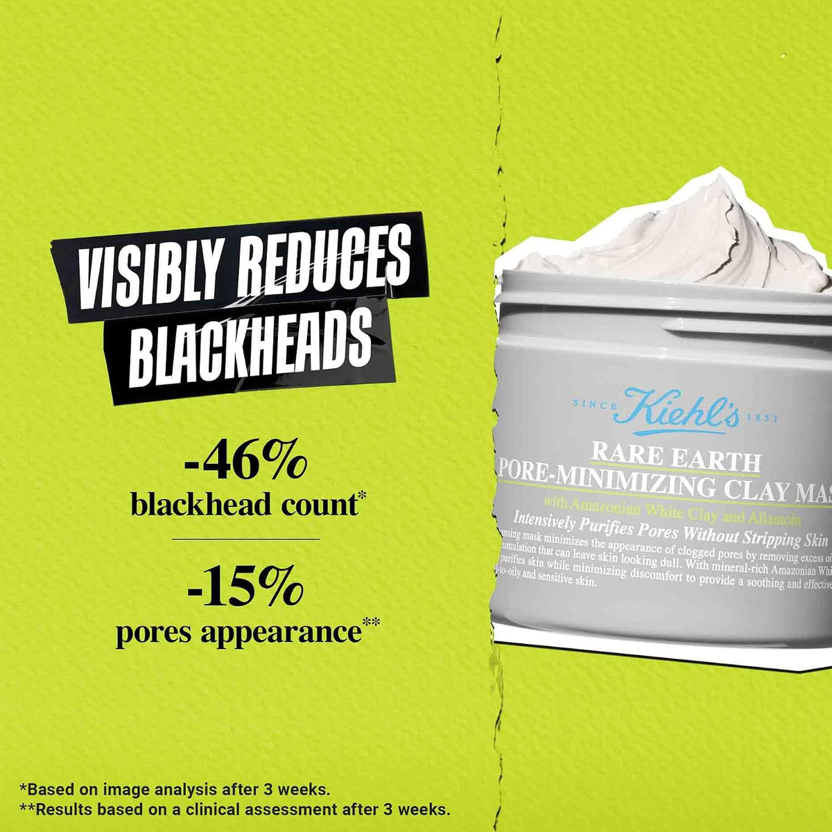 Kiehl's - Rare Earth Deep Pore Cleansing Mask, Visbily Minimizes Pores