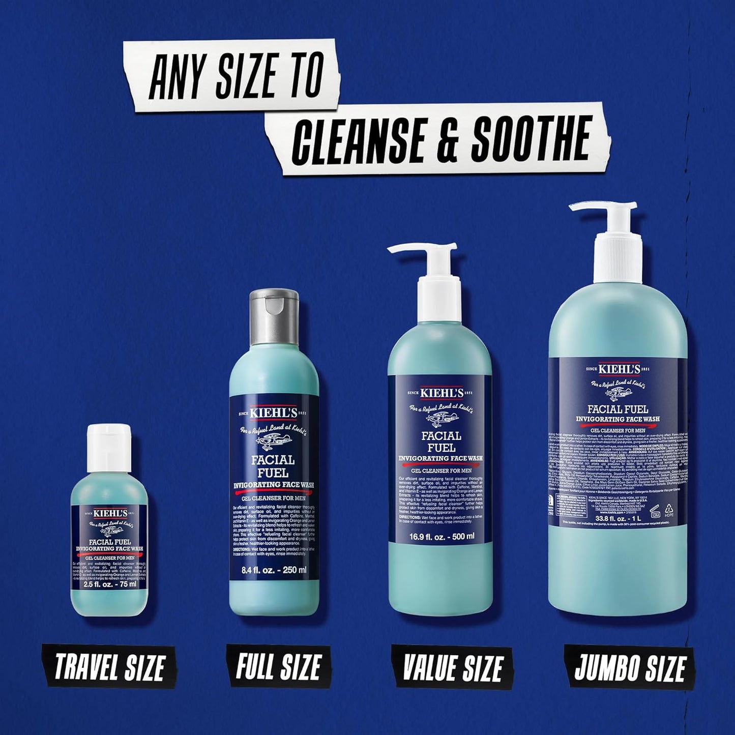 Kiehl's - Facial Fuel Men's Energizing Face Wash | Foaming Gel Formula Exfoliates & Cleans Skin..