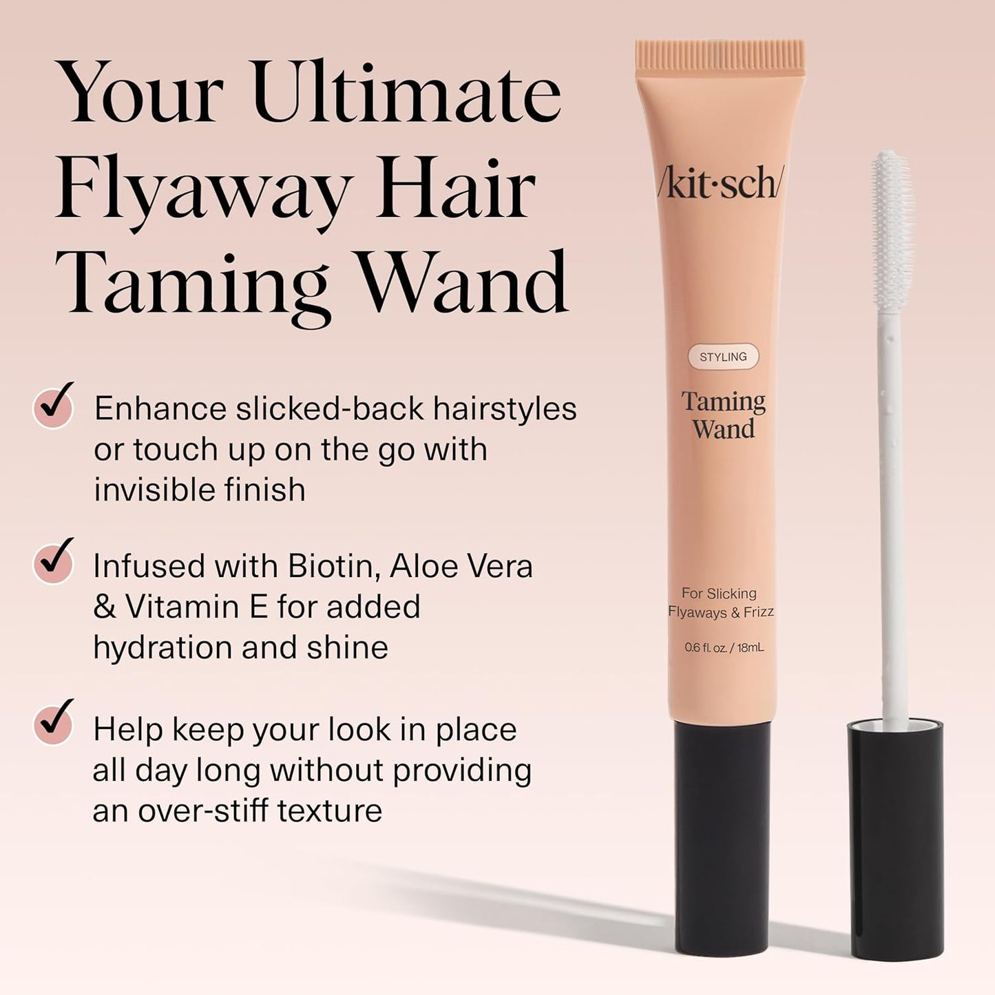 Kitsch Hair Taming Wand - Fly Away Stick For Hair with Biotin, Aloe &amp; Vitamin E | Clear Hair Mascara for Flyaways..