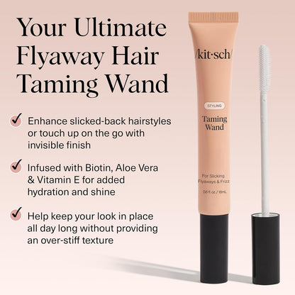Kitsch Hair Taming Wand - Fly Away Stick For Hair with Biotin, Aloe &amp; Vitamin E | Clear Hair Mascara for Flyaways..