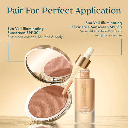 Kopari Sun Veil Illuminating Elixir Face Sunscreen SPF 38 | Lightweight Face Sunscreen with Shea Butter & Mica..