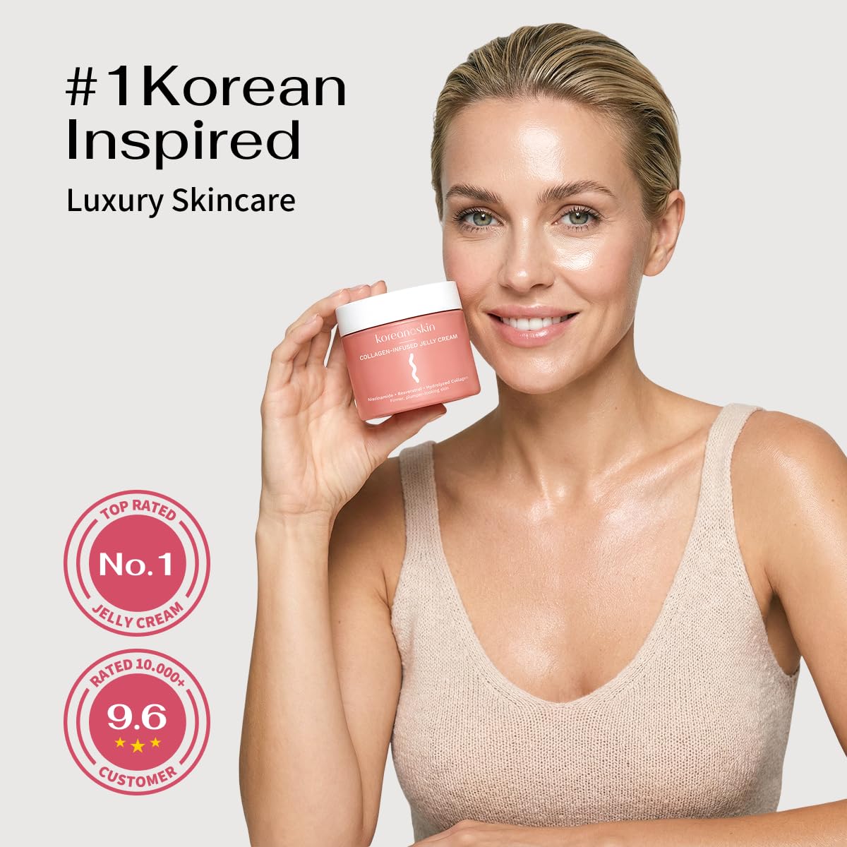 Collagen Jelly Cream - Niacinamide & Resveratrol Formula - Korean Moisturizer for Glass Skin - 3.9oz