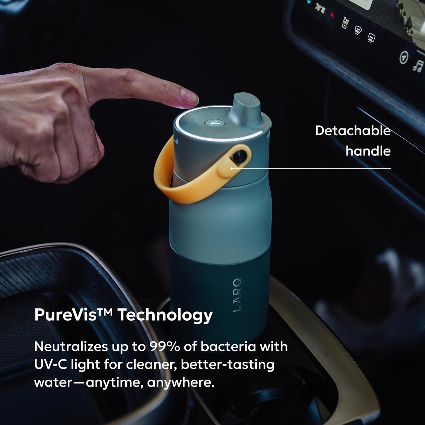 LARQ PureVis 2 Self Cleaning Water Bottle - UV Water Purifier with Filter Straw