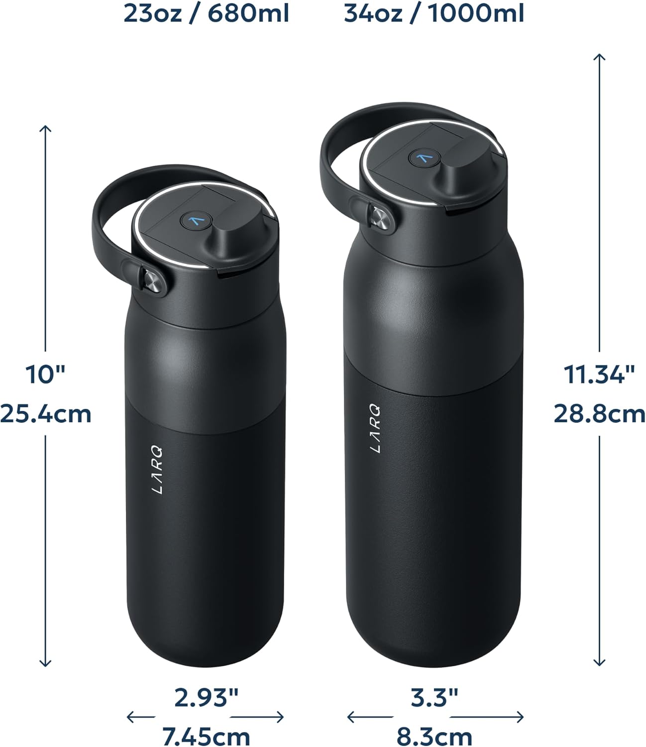 LARQ PureVis 2 Self Cleaning Water Bottle - UV Water Purifier with Filter Straw