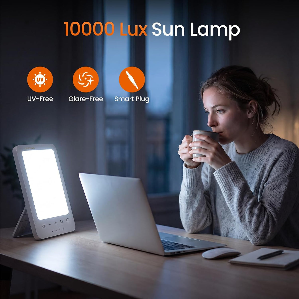 10000 Lux Full Spectrum Sun Lamp, UV-Free Natural Daylight Lamp for Home Office..