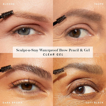 LAURA GELLER NEW YORK Sculpt-n-Stay 2-in-1 Waterproof Eyebrow Pencil & Brow Gel – Taupe – Fills Sparse Brows, Defines & Sets..