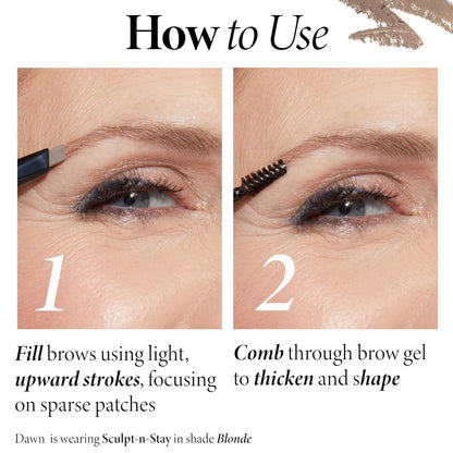 LAURA GELLER NEW YORK Sculpt-n-Stay 2-in-1 Waterproof Eyebrow Pencil & Brow Gel – Taupe – Fills Sparse Brows, Defines & Sets..
