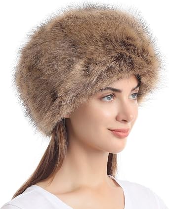 Women's Winter Faux Fur Cossak Russian Style Hat Warm Cap, Nature With Tips, Size: One Size