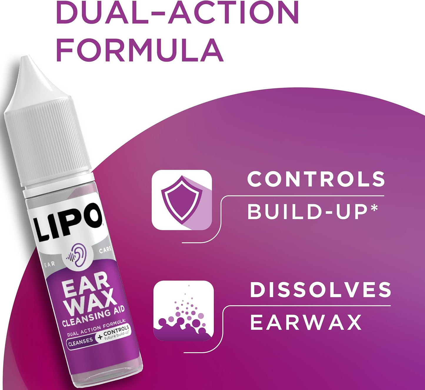 LIPO Earwax Removal Kit - Ear Wax Removal Drops with Bulb Syringe & Ear Plugs - Ear Cleaning Kit for Clogged Ears..