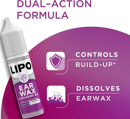 LIPO Earwax Removal Kit - Ear Wax Removal Drops with Bulb Syringe & Ear Plugs - Ear Cleaning Kit for Clogged Ears..