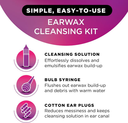 LIPO Earwax Removal Kit - Ear Wax Removal Drops with Bulb Syringe & Ear Plugs - Ear Cleaning Kit for Clogged Ears..
