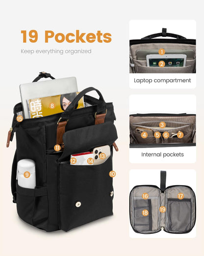 LOVEVOOK Laptop Backpack for Women, Teacher Work Laptop Bag with Large Cup Holder..