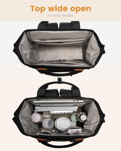 LOVEVOOK Laptop Backpack for Women, Teacher Work Laptop Bag with Large Cup Holder..
