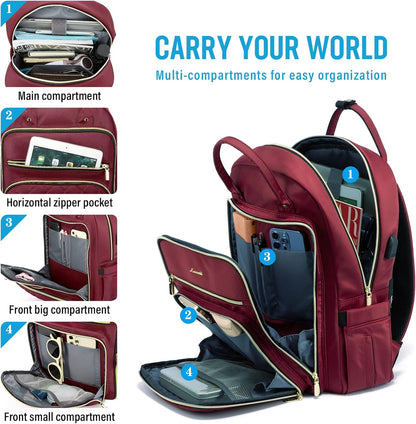 LOVEVOOK Laptop Backpack for Women, Computer Bag with USB Charging Port, Fits 15.6" Laptop..