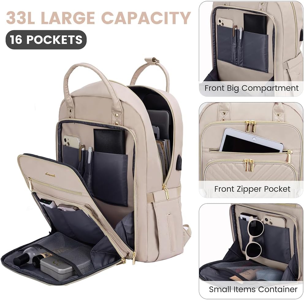 LOVEVOOK Laptop Backpack for Women, Water Resistant Travel Work Backpacks Purse Stylish Business..