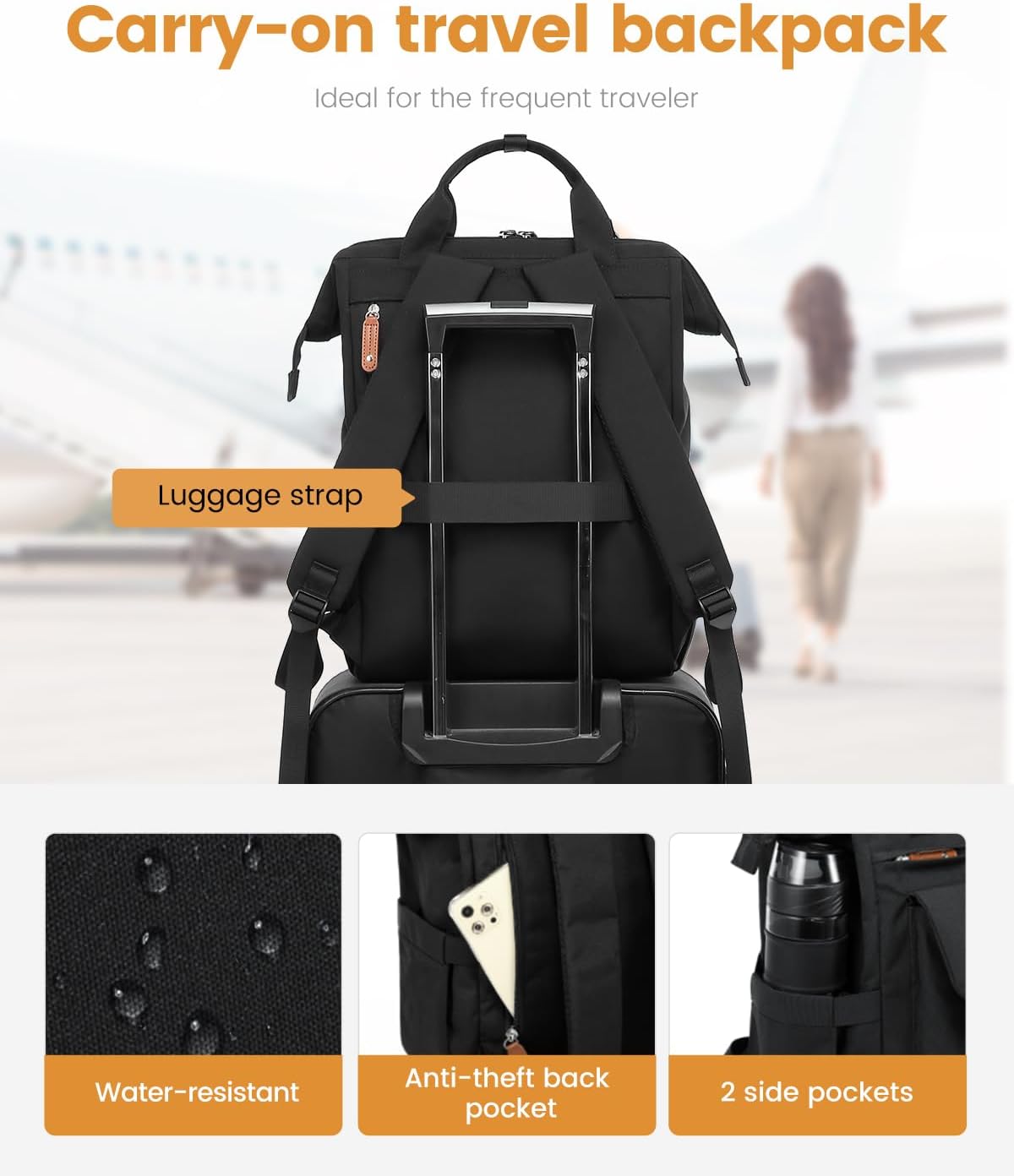LOVEVOOK Laptop Backpack for Women, Teacher Work Laptop Bag with Large Cup Holder..
